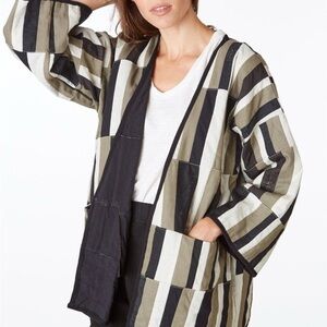 Tonle Large jacket Patchwork Black Tan Lagenlook oversized